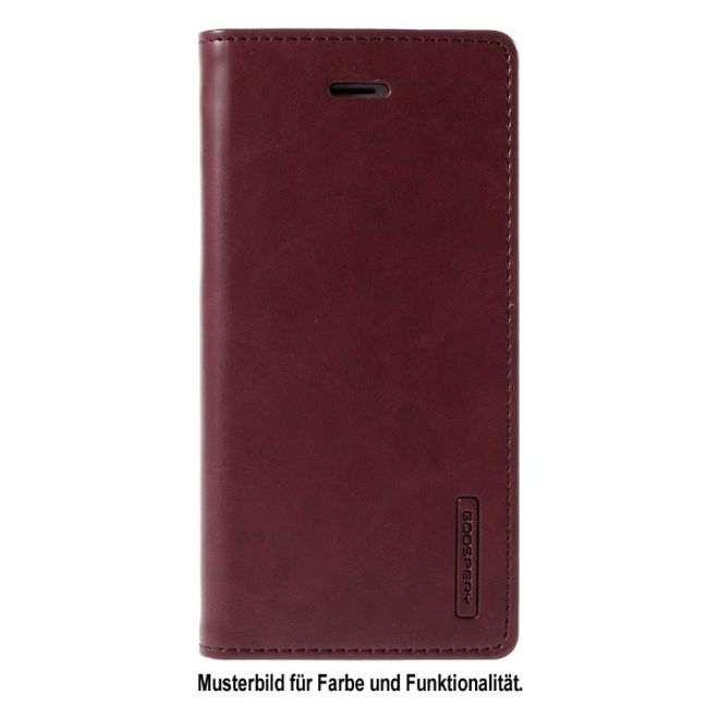 Goospery - Huawei P10 Handyhülle - Case aus Leder - Bluemoon Flip Series - weinrot