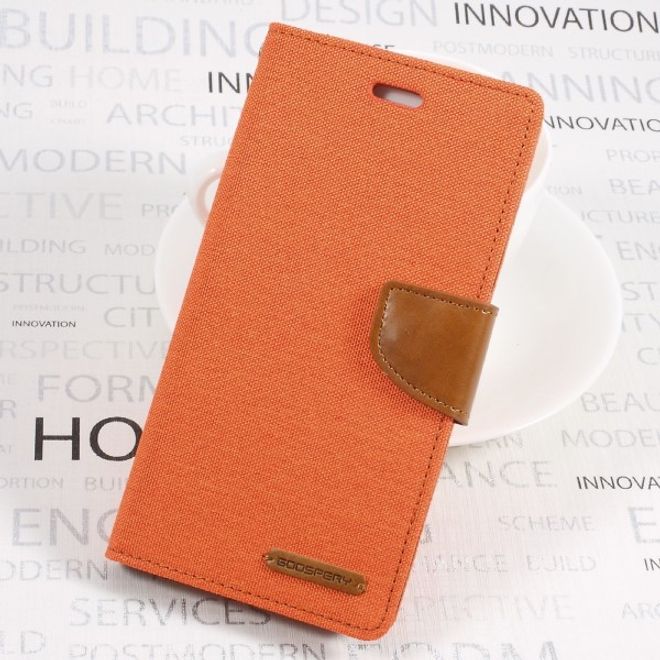 Goospery - Handyhülle für Huawei P10 Plus - Bookcover - Canvas Diary Series - orange/camel