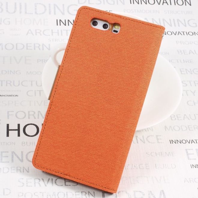 Goospery - Handyhülle für Huawei P10 Plus - Bookcover - Canvas Diary Series - orange/camel