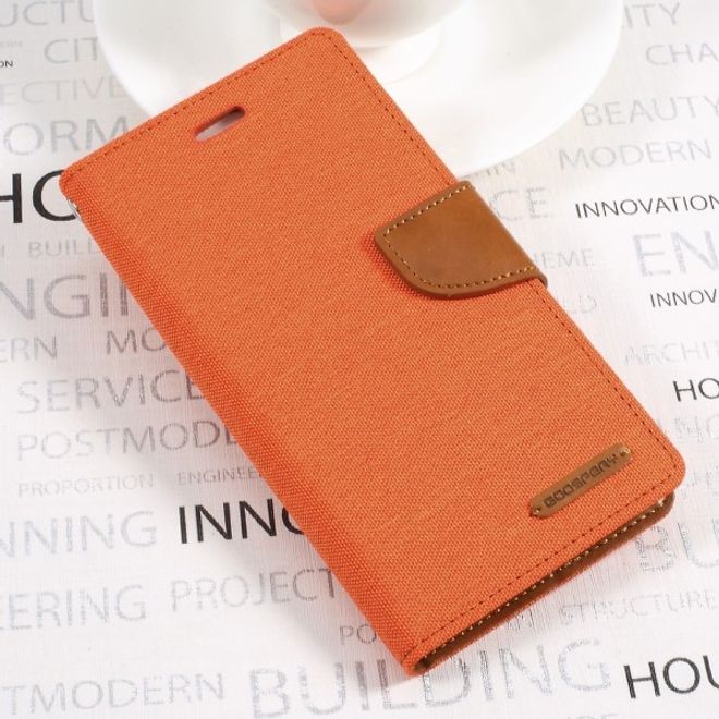 Goospery - Handyhülle für Huawei P10 Plus - Bookcover - Canvas Diary Series - orange/camel