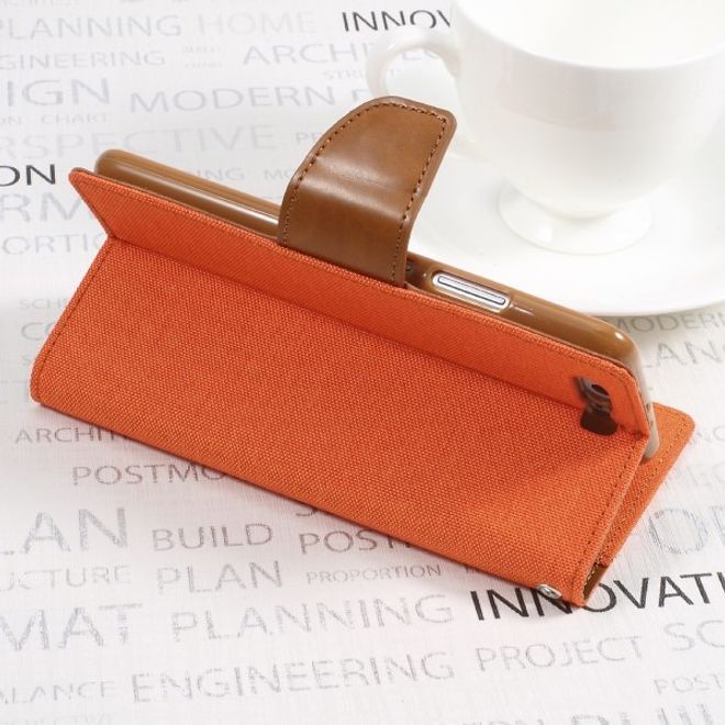 Goospery - Handyhülle für Huawei P10 Plus - Bookcover - Canvas Diary Series - orange/camel