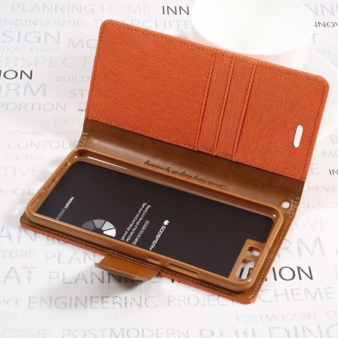 Goospery - Handyhülle für Huawei P10 Plus - Bookcover - Canvas Diary Series - orange/camel