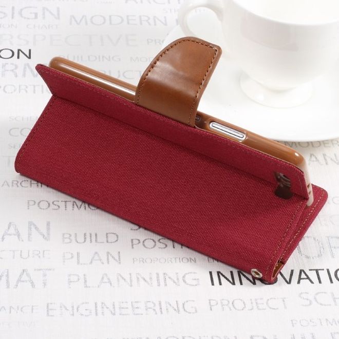 Goospery - Handyhülle für Huawei P10 Plus - Bookcover - Canvas Diary Series - rot/camel