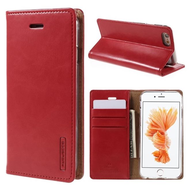 Goospery - Huawei P10 Plus Handyhülle - Case aus Leder - Bluemoon Flip Series - rot