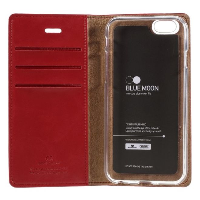 Goospery - Huawei P10 Plus Handyhülle - Case aus Leder - Bluemoon Flip Series - rot
