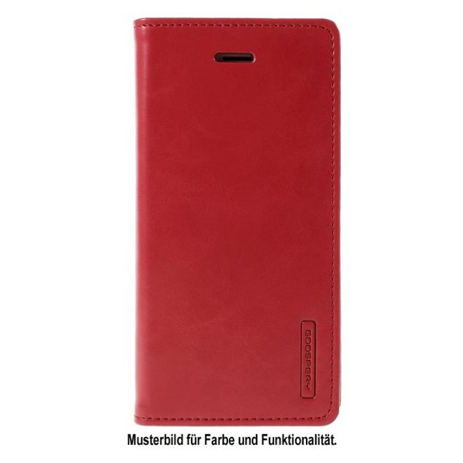Goospery - Huawei P10 Plus Handyhülle - Case aus Leder - Bluemoon Flip Series - rot