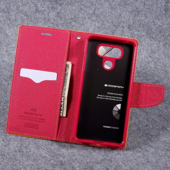 Goospery - LG G6 Hülle - Handy Bookcover - Fancy Diary Series - gelb/pink