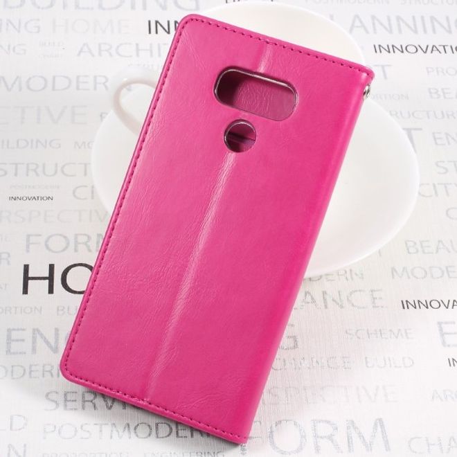 Goospery - LG G6 Plus Handyhülle - Case aus Leder - Bluemoon Flip Series - rosa