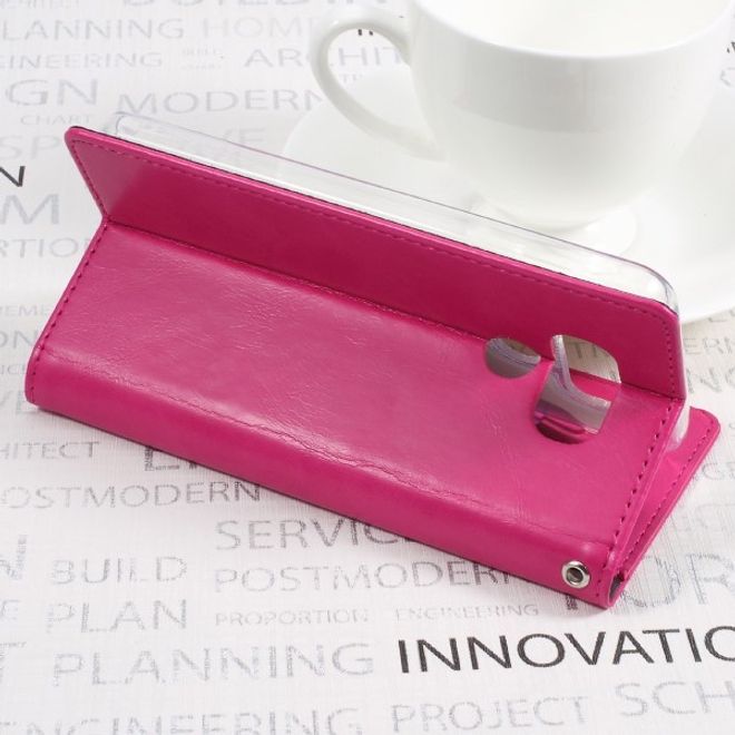 Goospery - LG G6 Plus Handyhülle - Case aus Leder - Bluemoon Flip Series - rosa