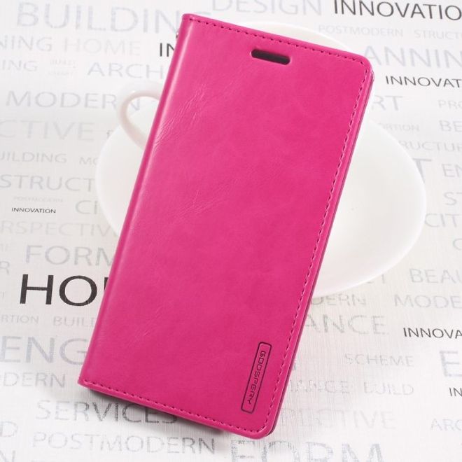 Goospery - LG G6 Plus Handyhülle - Case aus Leder - Bluemoon Flip Series - rosa