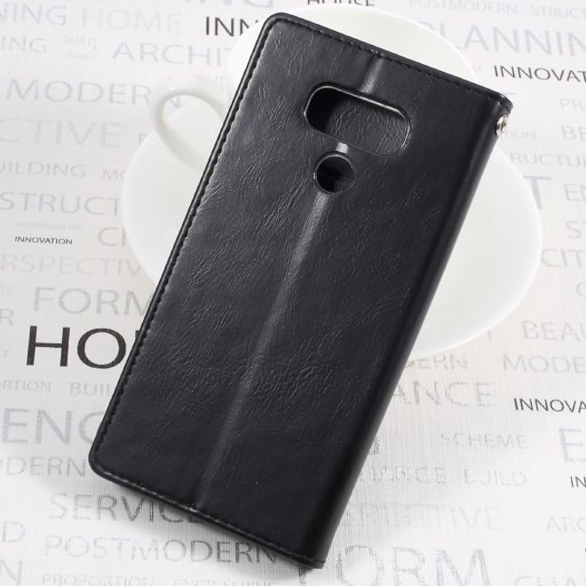 Goospery - LG G6 Plus Handyhülle - Case aus Leder - Bluemoon Flip Series - schwarz