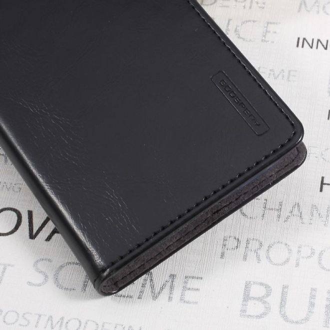 Goospery - LG G6 Plus Handyhülle - Case aus Leder - Bluemoon Flip Series - schwarz