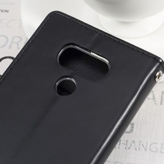 Goospery - LG G6 Plus Handyhülle - Case aus Leder - Bluemoon Flip Series - schwarz