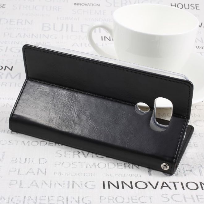 Goospery - LG G6 Plus Handyhülle - Case aus Leder - Bluemoon Flip Series - schwarz