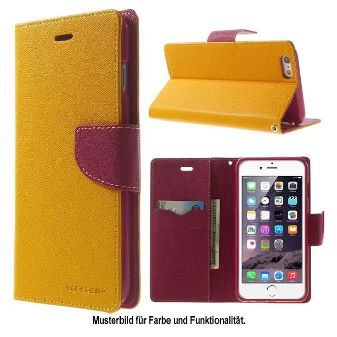 Goospery - Motorola Moto G5 Hülle - Handy Bookcover - Fancy Diary Series - gelb/pink