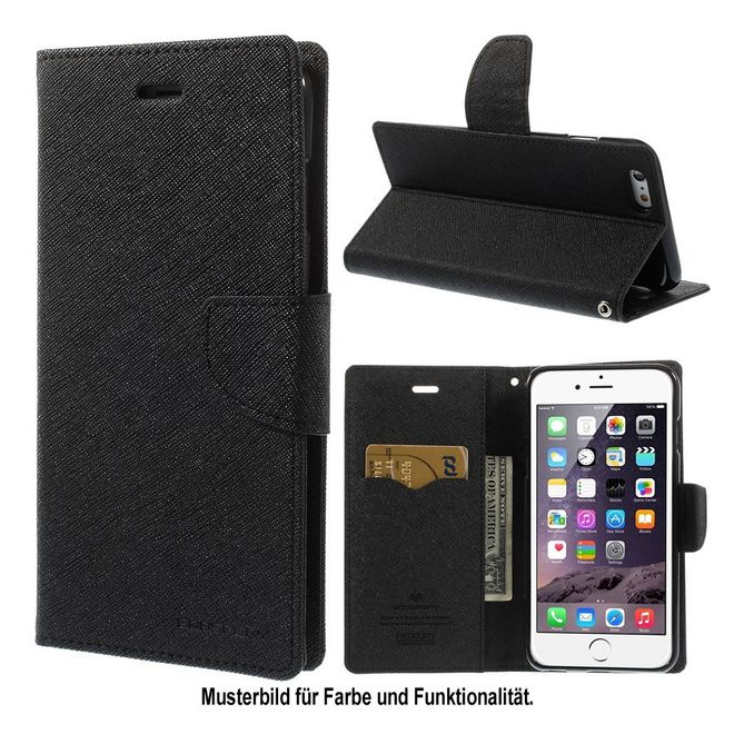 Goospery - Motorola Moto G5 Plus Hülle - Handy Bookcover - Fancy Diary Series - schwarz/braun