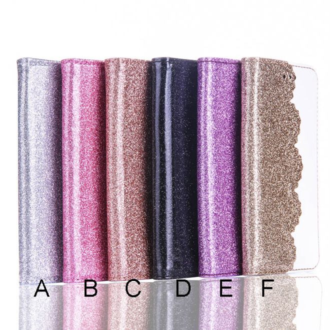iPhone 6 Plus /6S Plus Hülle - Glitzer Leder Flipcase mit Aufstellfunktion - Schwarz