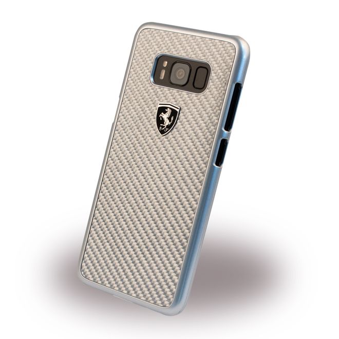 Ferrari - Samsung Galaxy S8 Plus Handy Hülle - Cover aus Plastik/Carbon - Heritage Series - silber