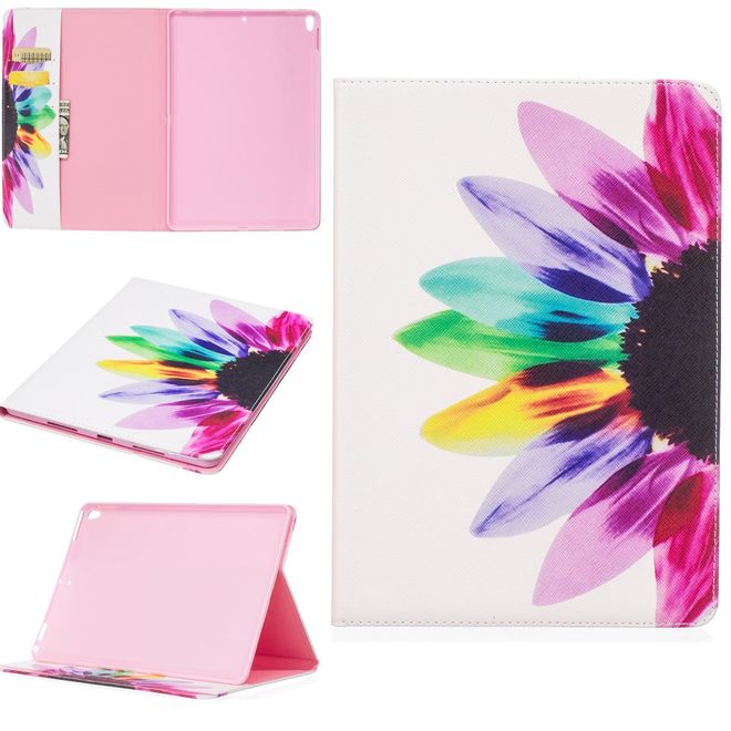 iPad Pro 10.5 Tablet Hülle - Case aus Leder - farbige Blumenblätter