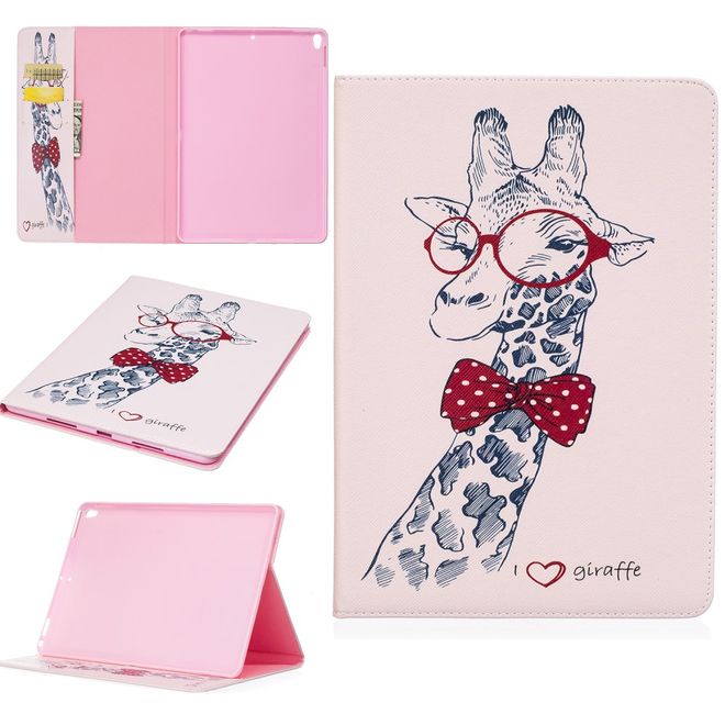 iPad Pro 10.5 Tablet Case - Leather Case - Giraffe with Glasses and Bow Tie