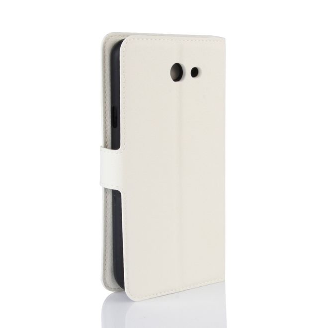 Samsung Galaxy J7 (2017) Hülle - Cover aus Leder - mit Litchitextur und Standfunktion - weiss