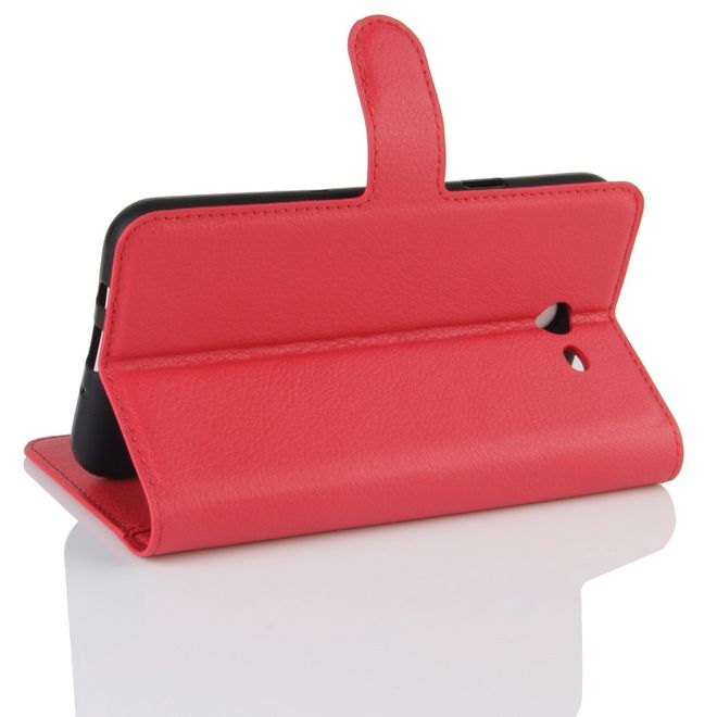 Samsung Galaxy J7 (2017) Hülle - Cover aus Leder - mit Litchitextur und Standfunktion - rot