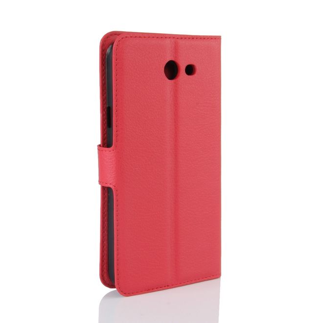 Samsung Galaxy J7 (2017) Hülle - Cover aus Leder - mit Litchitextur und Standfunktion - rot