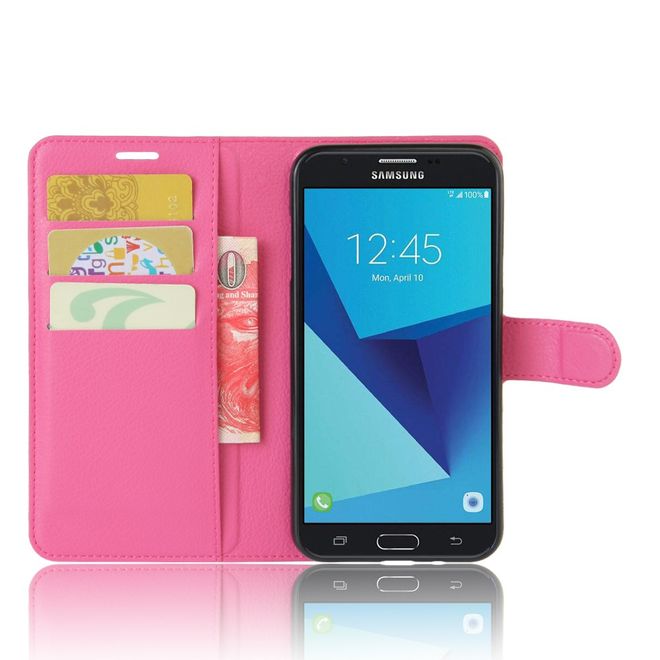 Samsung Galaxy J7 (2017) Hülle - Cover aus Leder - mit Litchitextur und Standfunktion - rosa