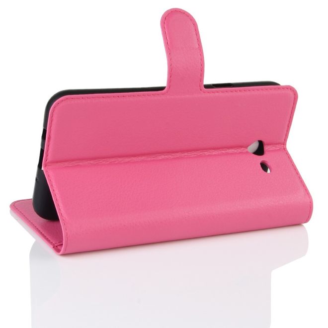 Samsung Galaxy J7 (2017) Hülle - Cover aus Leder - mit Litchitextur und Standfunktion - rosa