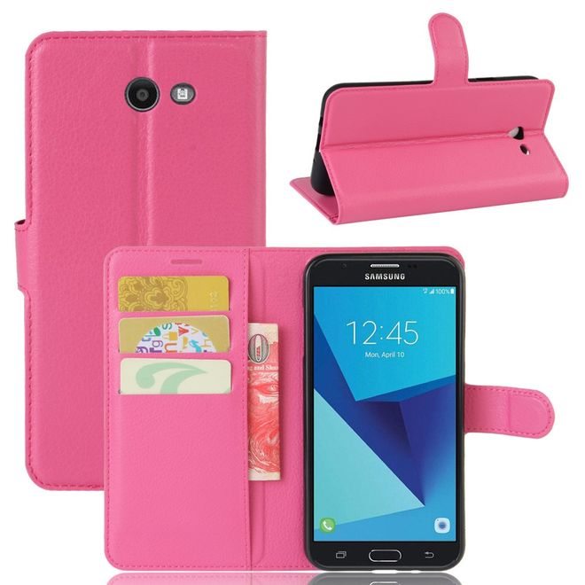 Samsung Galaxy J7 (2017) Hülle - Cover aus Leder - mit Litchitextur und Standfunktion - rosa