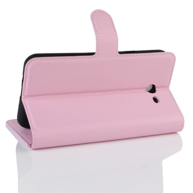 Samsung Galaxy J7 (2017) Hülle - Cover aus Leder - mit Litchitextur und Standfunktion - pink