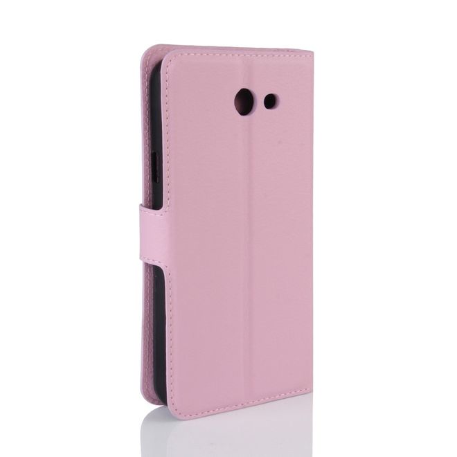 Samsung Galaxy J7 (2017) Hülle - Cover aus Leder - mit Litchitextur und Standfunktion - pink