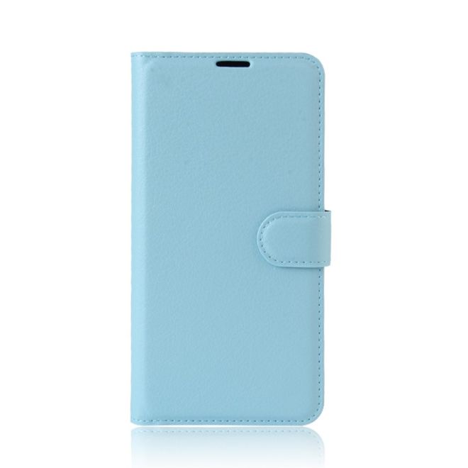 Samsung Galaxy J7 (2017) Hülle - Cover aus Leder - mit Litchitextur und Standfunktion - hellblau