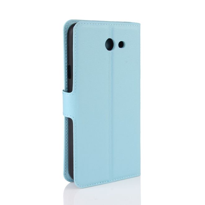 Samsung Galaxy J7 (2017) Hülle - Cover aus Leder - mit Litchitextur und Standfunktion - hellblau