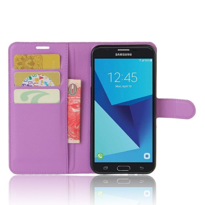 Samsung Galaxy J7 (2017) Hülle - Cover aus Leder - mit Litchitextur und Standfunktion - purpur