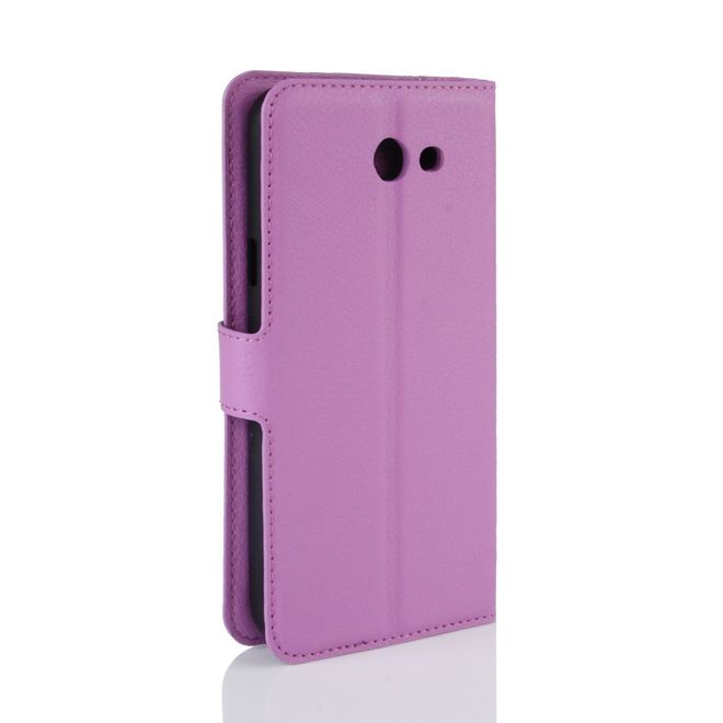Samsung Galaxy J7 (2017) Hülle - Cover aus Leder - mit Litchitextur und Standfunktion - purpur