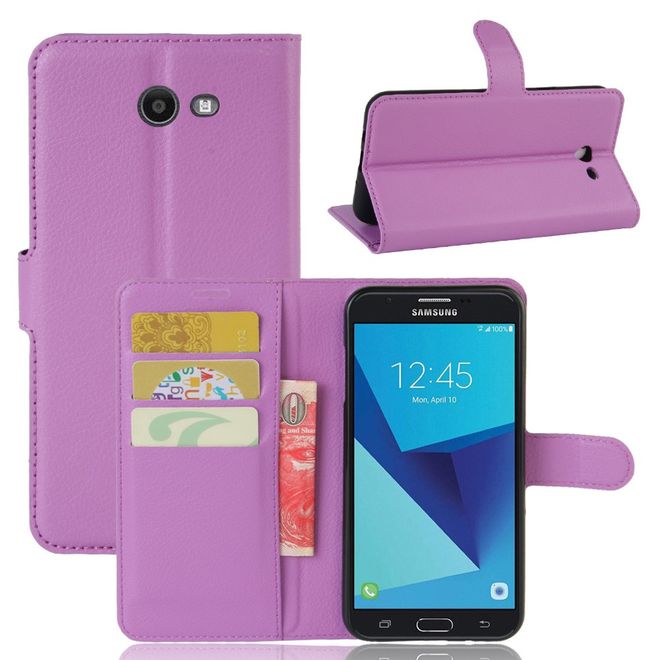 Samsung Galaxy J7 (2017) Hülle - Cover aus Leder - mit Litchitextur und Standfunktion - purpur