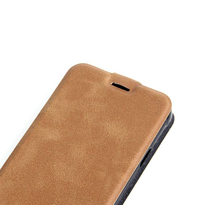 Samsung Galaxy J7 (2017) Hülle - Crazy Horse Leder Case - vertikal - braun