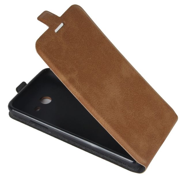 Samsung Galaxy J7 (2017) Hülle - Crazy Horse Leder Case - vertikal - braun