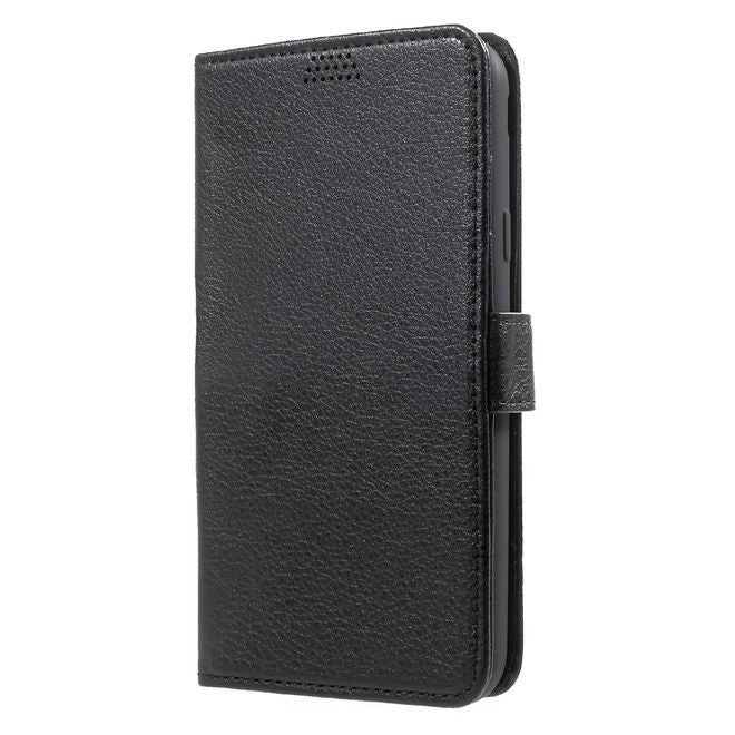 Samsung Galaxy J7 (2017) Handy Case - Hülle aus Leder - mit Litchitextur - schwarz