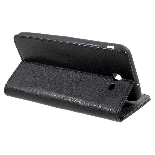 Samsung Galaxy J7 (2017) Handy Case - Hülle aus Leder - mit Litchitextur - schwarz