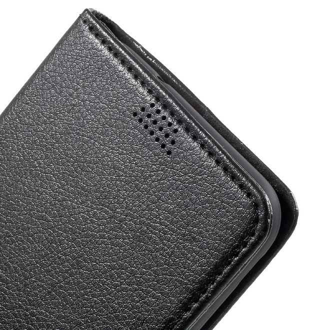 Samsung Galaxy J7 (2017) Handy Case - Hülle aus Leder - mit Litchitextur - schwarz