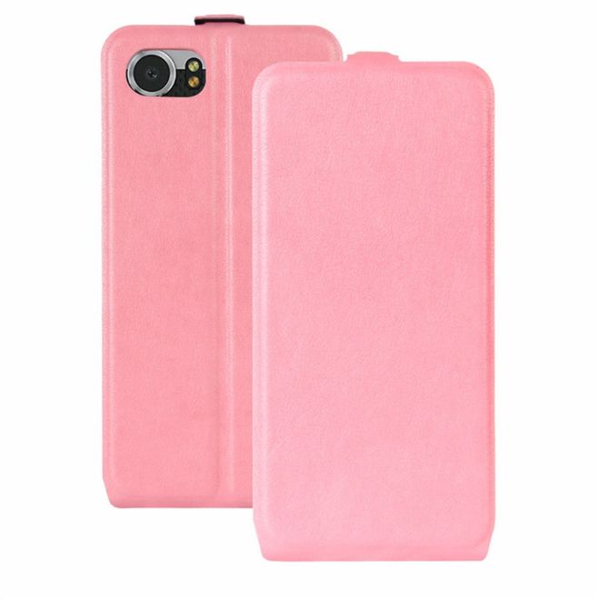BlackBerry Keyone Handyhülle - Crazy Horse Leder Flipcase - vertikal - pink