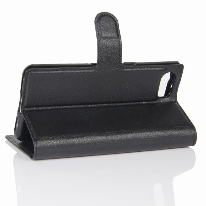 Handyhülle für Blackberry Keyone - Case aus Leder - mit Litchitextur und Standfunktion - schwarz