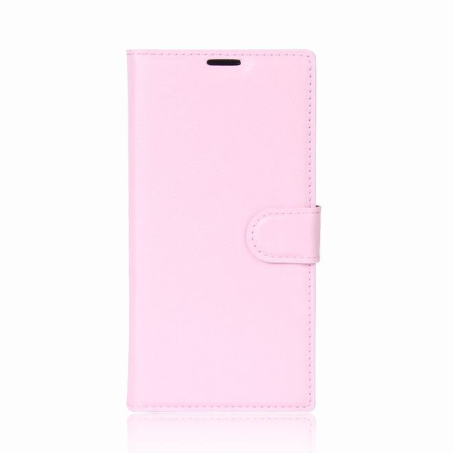 Handyhülle für Blackberry Keyone - Case aus Leder - mit Litchitextur und Standfunktion - pink