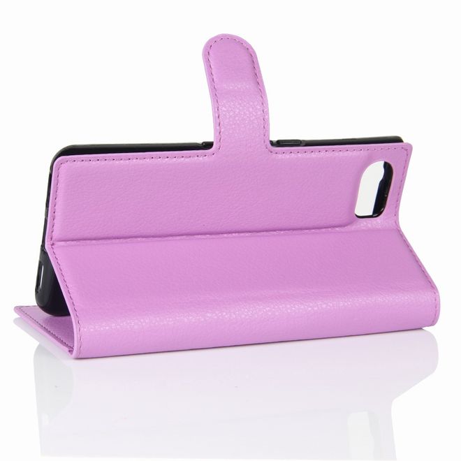 Handyhülle für Blackberry Keyone - Case aus Leder - mit Litchitextur und Standfunktion - purpur