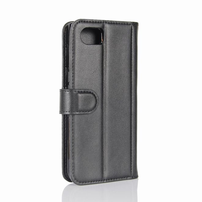 BlackBerry Keyone Handycase - Hülle aus echtem Spaltleder - mit Standfunktion - schwarz