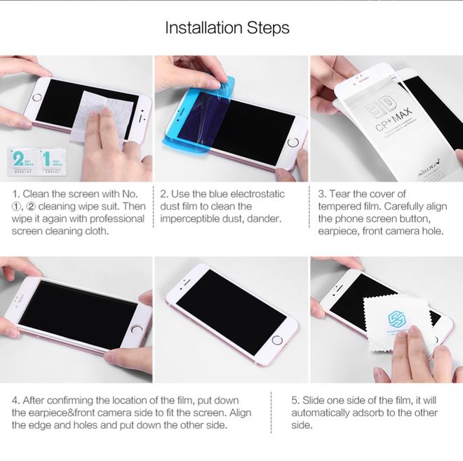 Nillkin - iPhone 8 Plus / 7 Plus Schutzglas - 3D CP+ Max Series - schwarz