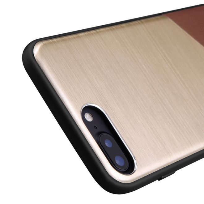 Nillkin - Handy Hülle für iPhone 8 Plus / 7 Plus - Cover aus Aluminium/Leder - Lensen Series - gold