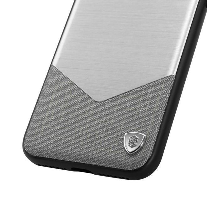 Nillkin - Handy Hülle für iPhone 8 Plus / 7 Plus - Cover aus Aluminium/Leder - Lensen Series - silber